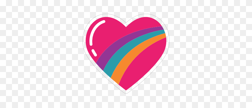 300x300 Rainbow Heart Hippie Sticker - Rainbow Heart PNG
