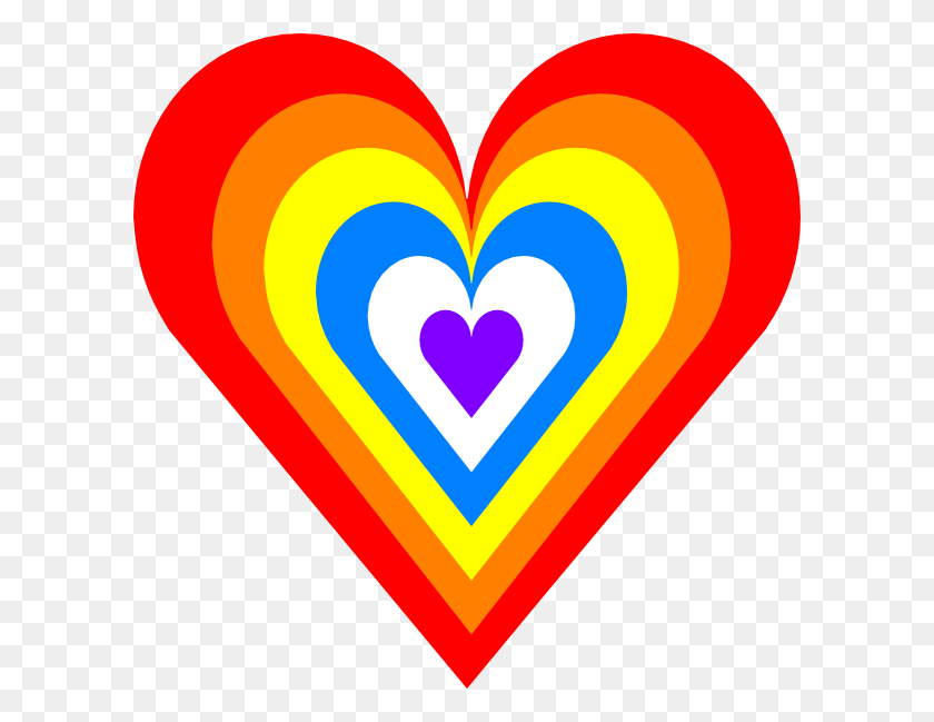 600x589 Rainbow Heart Png, Clip Art For Web - Rainbow Clipart PNG