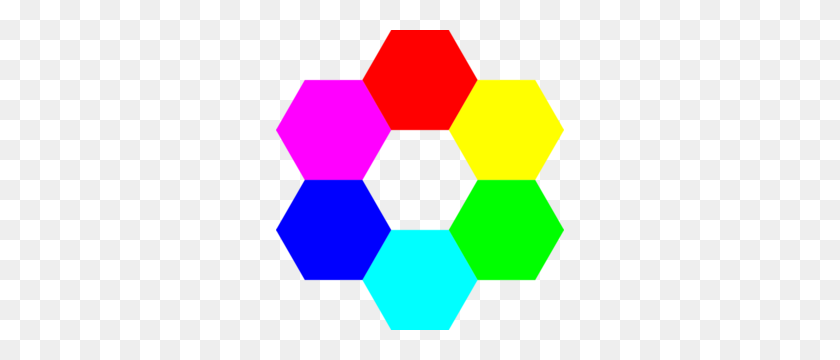 288x300 Rainbow Hexagons Clip Art - Rainbow Flower Clipart