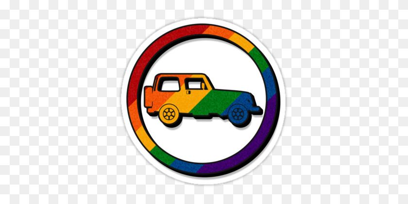 375x360 Rainbow Jeep Rainbow Jeep Icon Stickers - Jeep Cherokee Clipart