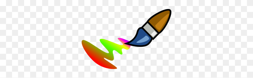 298x201 Rainbow Paintbrush Clip Art - Paintbrush Clipart Transparent