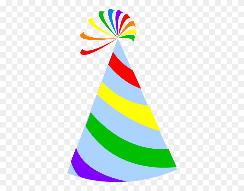 378x599 Rainbow Party Hat Sky Blue Clip Art - Party Hat Clipart
