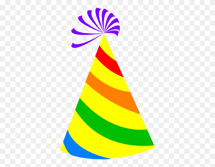 372x592 Rainbow Party Hat Yellow Clip Art - Party Hat PNG