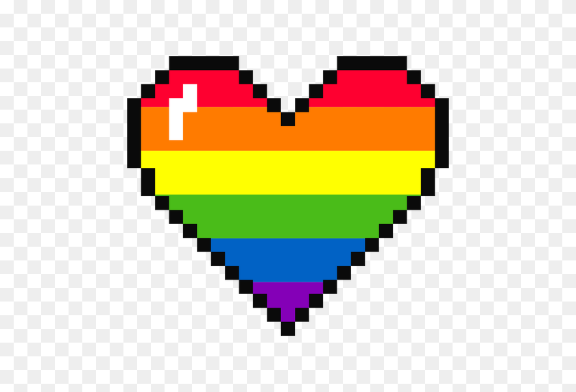 512x512 Rainbow Pixel Heart Element - Rainbow Heart PNG
