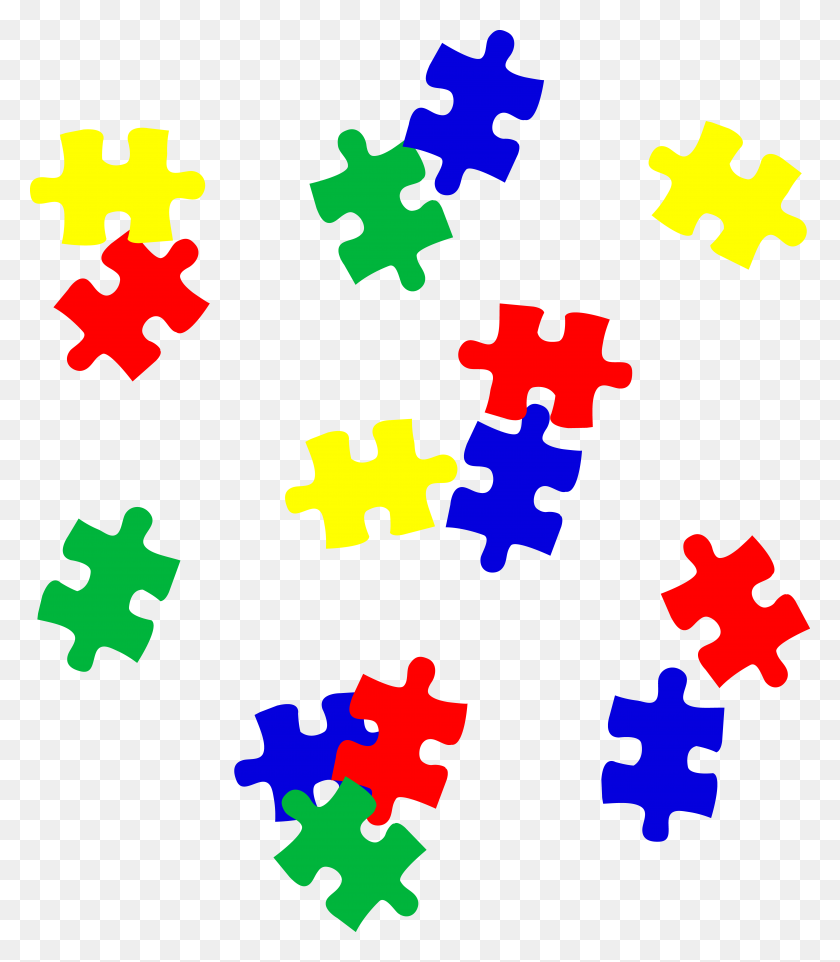 6247x7231 Rainbow Scattered Kids Puzzle Pieces - Fun And Games Clipart