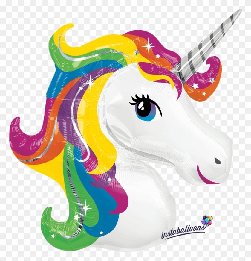 983x1024 Rainbow Unicorn Jumbo Balloon Instaballoons - Rainbow Unicorn Clipart