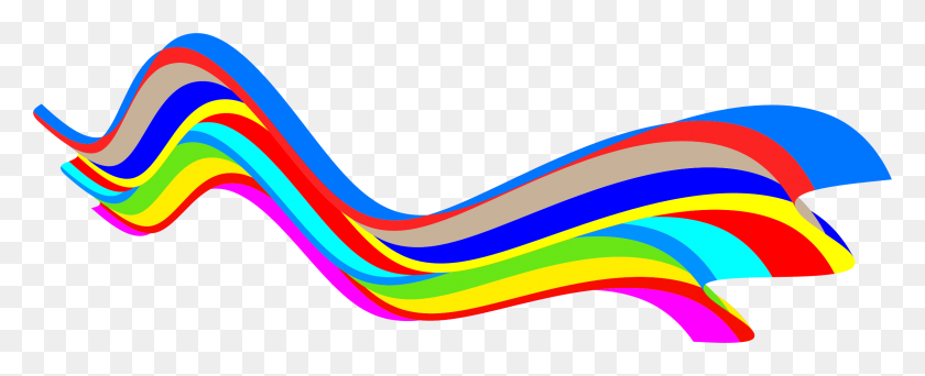 2250x816 Rainbow Wave Motif Icons Png - Wave PNG