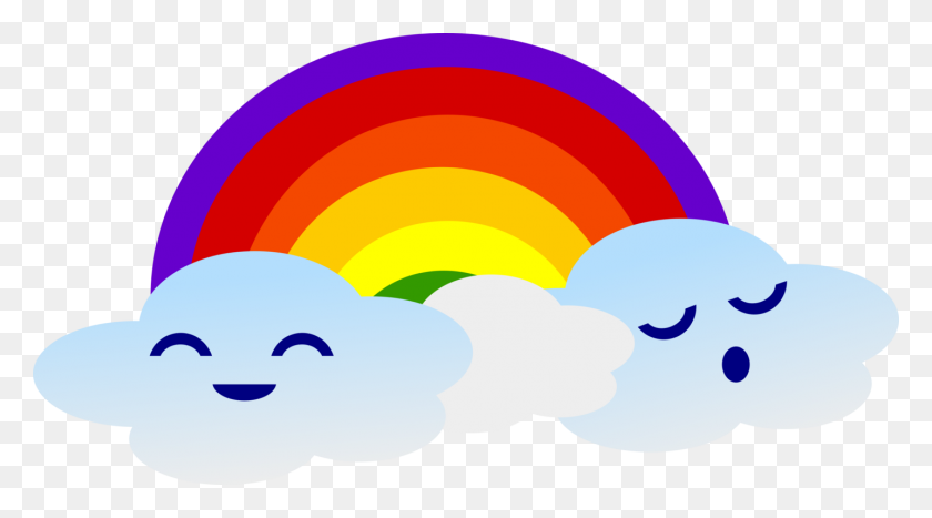 1434x750 Rainbow Weather Cloud Color - Kawaii Clipart Free