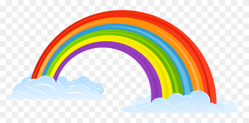 8000x3669 Rainbow With Clouds Clip Art - Sky Clipart Background