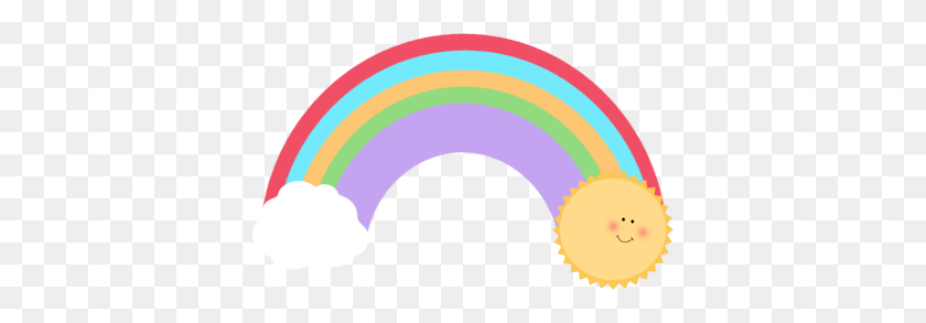 383x233 Rainbow With Clouds Clipart - Rainbow With Clouds Clipart