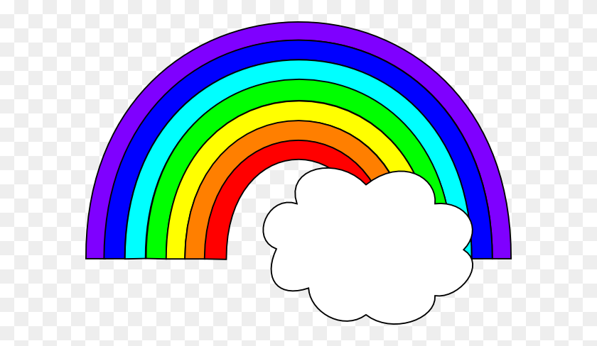 600x428 Rainbow With One Cloud Clip Art - Rainbow Cloud Clipart