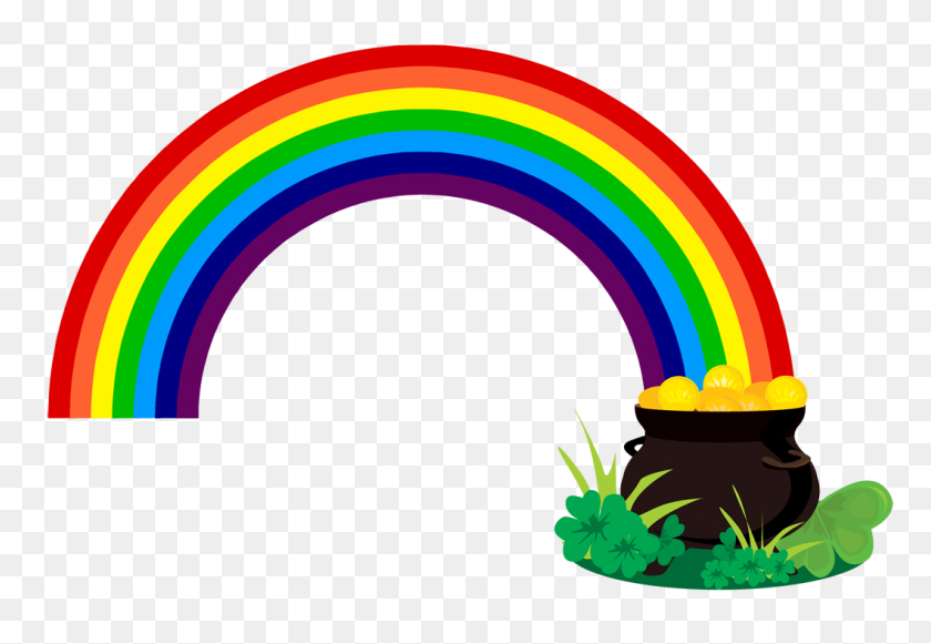 1058x708 Rainbow With Pot Of Gold Clipart Black And White Kijeamziq - Pot Of Gold Clipart Black And White