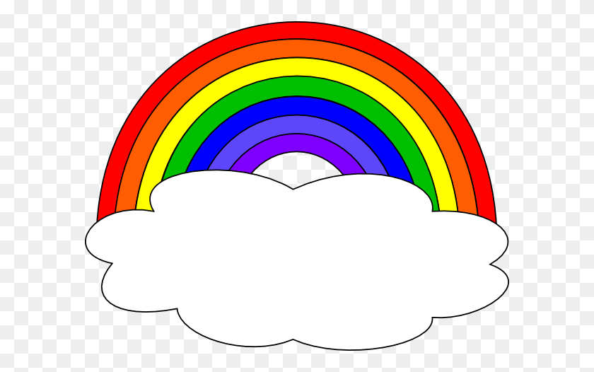 600x466 Rainbow With Single Cloud Clip Art - Rainbow Cloud Clipart