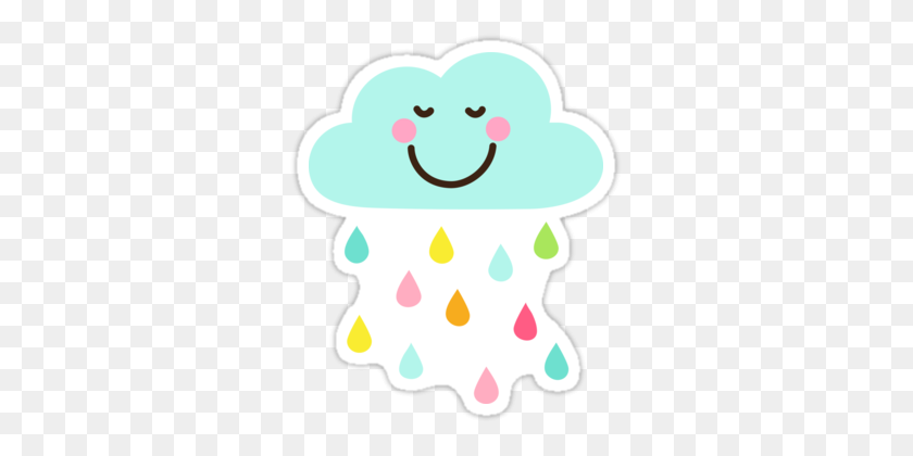 375x360 Raindrops Clipart Happy - Cute Cloud Clipart
