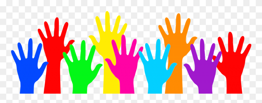 1140x395 Raised Hands Colorful - Raised Hands PNG