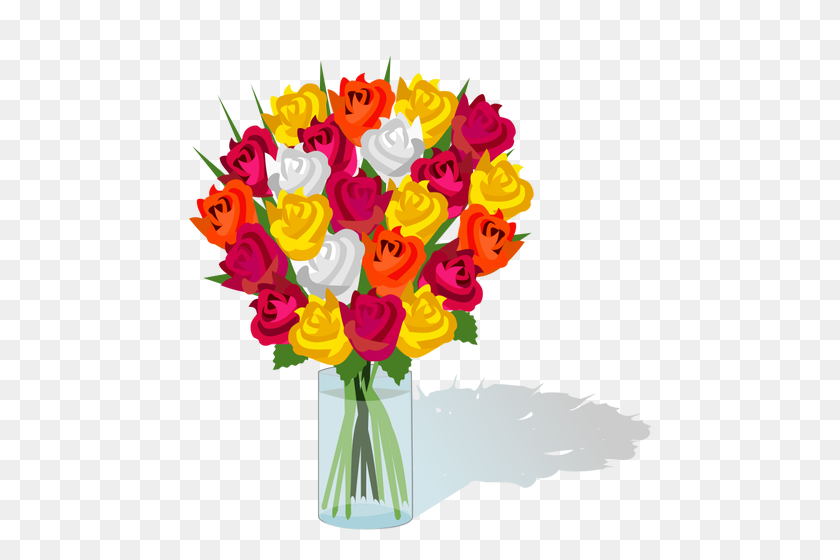 500x500 Ramo De Flores En Un Vaso Vectores De Dominio - Flores Vector Png
