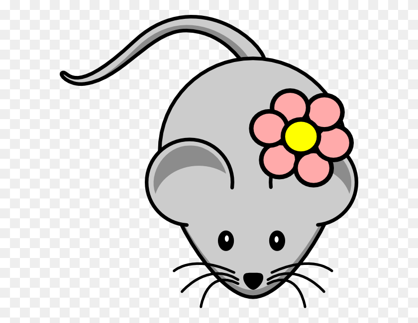 600x591 Rat With Flower Clip Art - Cute Rat Clipart