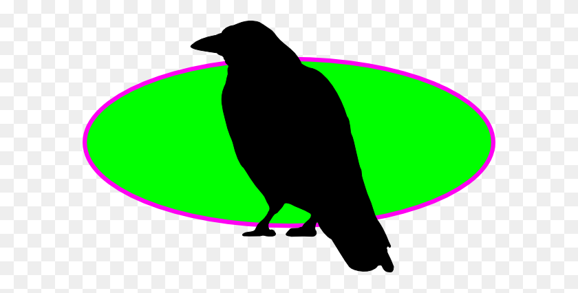 600x366 Raven On Green Oval Clip Art - Raven Clipart