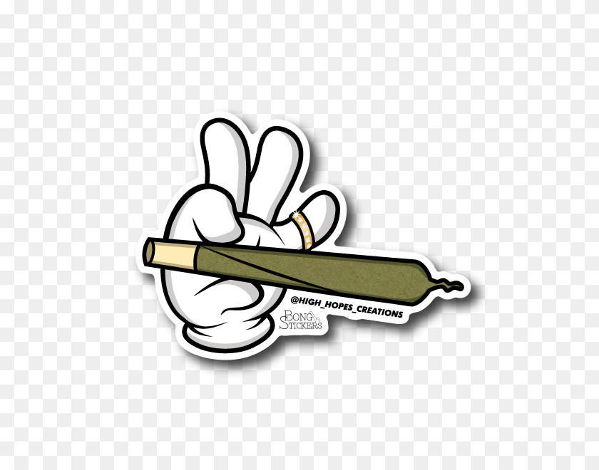 600x600 Raw Joint Hand Weed Sticker - Marijuana Joint Clipart