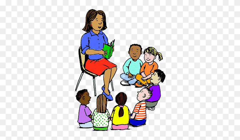 331x432 Reading - Teacher Reading To Students Clipart