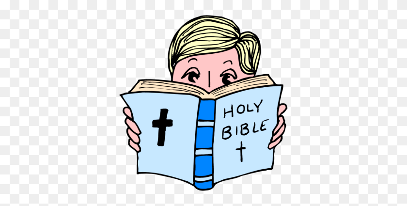 350x365 Reading Bible Clipart - Bible Study Clipart