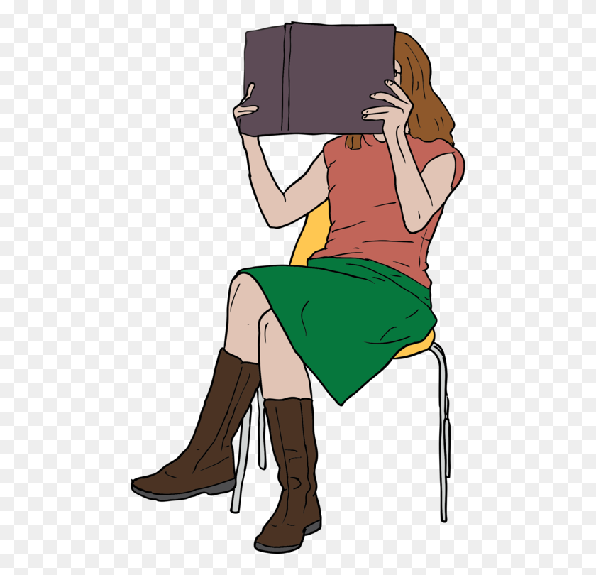 472x750 Чтение Книги Женщина Компьютер Значки Девушка - На Коленях Клипарт