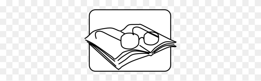 296x201 Reading Glasses Clip Art - Reading Book Clipart Black And White