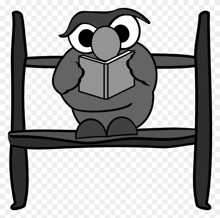 2400x2376 Reading Owl Clip Freeuse Huge Freebie! Download For Powerpoint - Child Reading Clipart Black And White