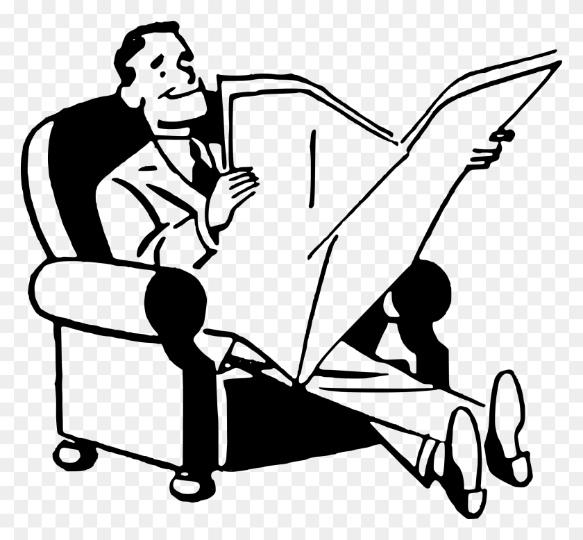 2400x2210 Reading The Newspaper Clipart Clip Art Images - Sitting In Chair Clipart