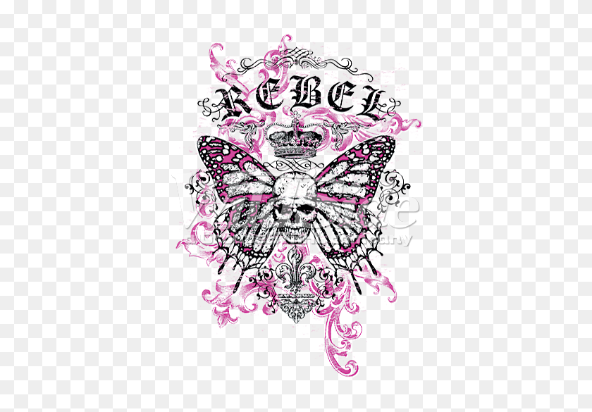 525x525 Rebel, Skull, Butrfly Gothic The Wild Side - Gothic PNG
