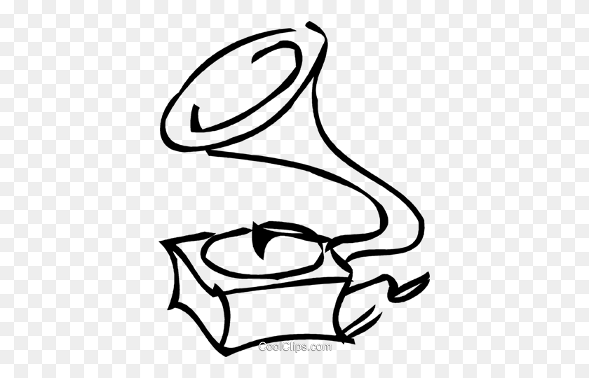 387x480 Record Player Clipart Horn Drawing - Sousaphone Clipart