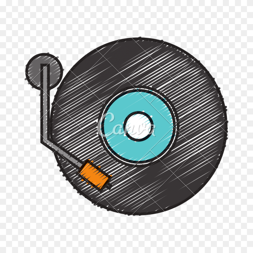 800x800 Record Player Sketch - Record Player PNG