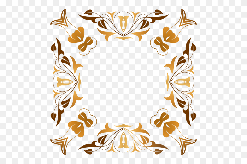 500x500 Rectangular Floral Brown Border Vector Graphics - Floral Pattern PNG