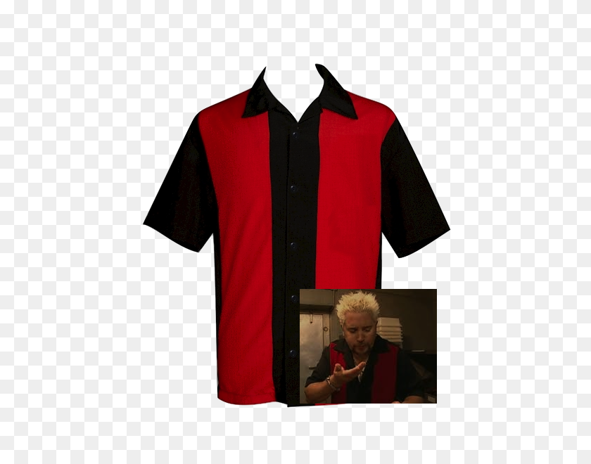 450x600 Red And Black Button Down Bowling Shirt Polyester Bowling Shirt - Guy Fieri PNG