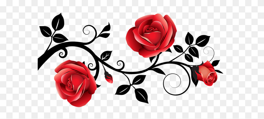 600x321 Red And Black Decorative Roses Png Clipart Gallery - Black Flower PNG
