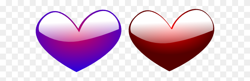 600x212 Красные И Синие Сердца Png Картинки Для Интернета - Сердце Клипарт Png
