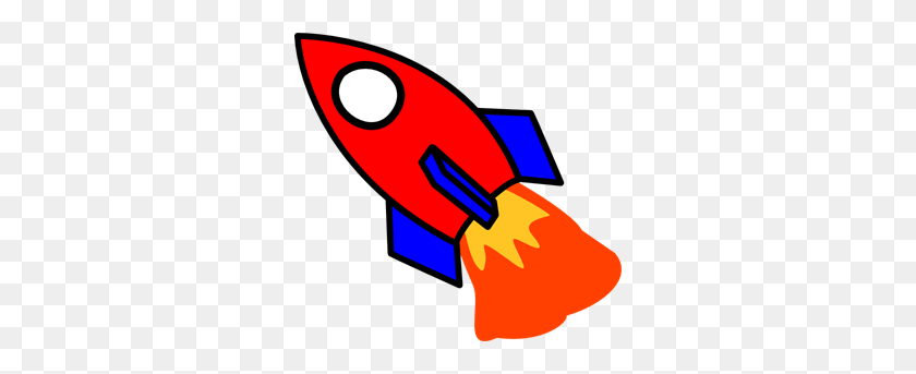 300x283 Red And Blue Rocket Png, Clip Art For Web - Red Folder Clipart