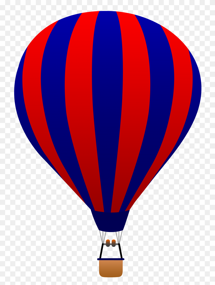 4114x5559 Red And Blue Striped Hot Air Balloon - Stripes Clipart