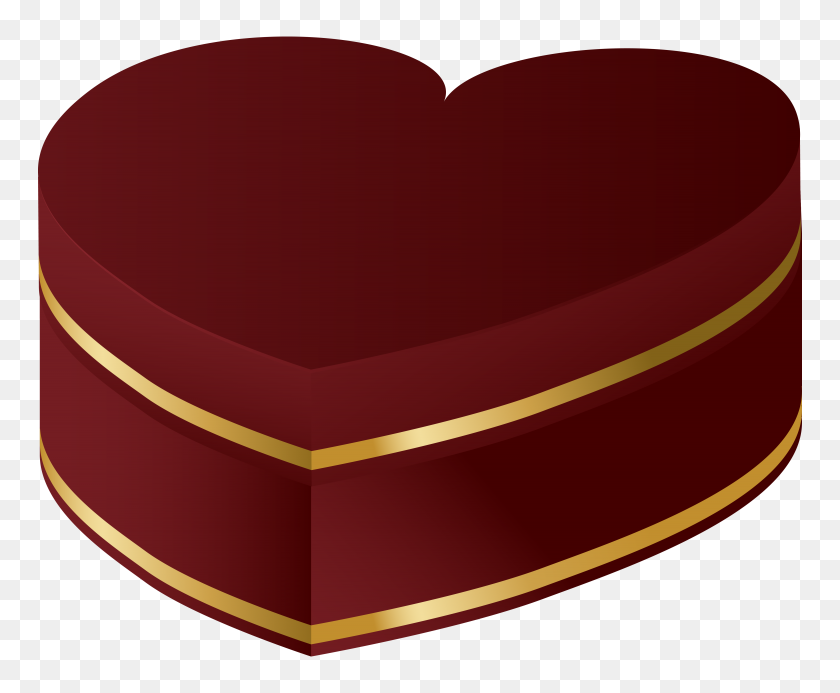 5850x4752 Red And Gold Heart Gift Png Clipart - Gift PNG