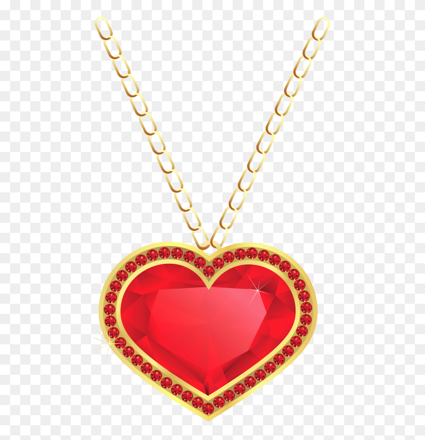 471x809 Red And Gold Heart Pendant Png - Red Hearts PNG
