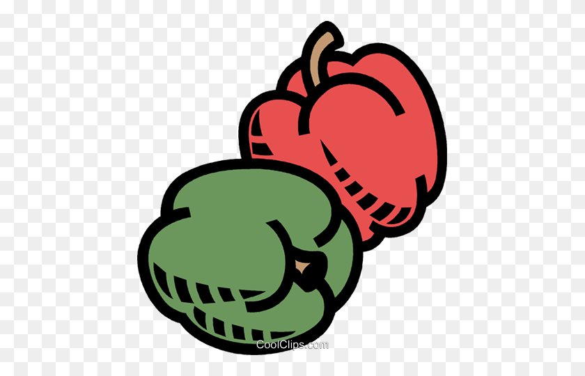 445x480 Red And Green Pepper, Vegetable Royalty Free Vector Clip Art - Green Pepper Clipart