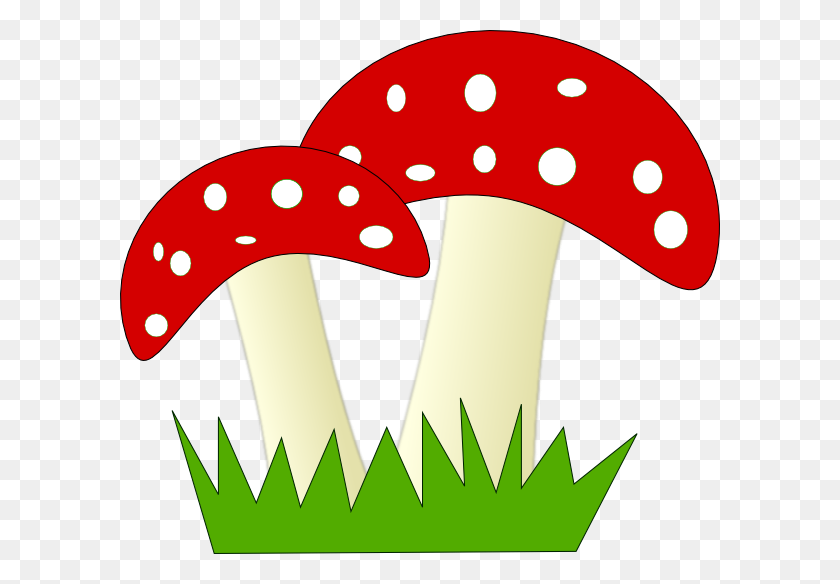 600x524 Red And White Dotted Mushrooms Clip Art - Mushroom PNG