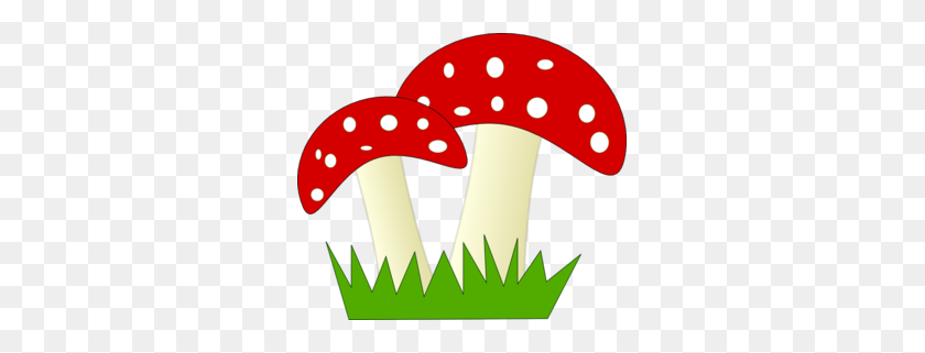 299x261 Red And White Dotted Mushrooms Clip Art Vector Clip Art Image - Mushroom Clipart Black And White