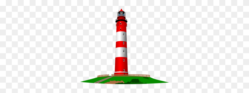300x255 Red And White Lighthouse Clip Art - Observation Clipart