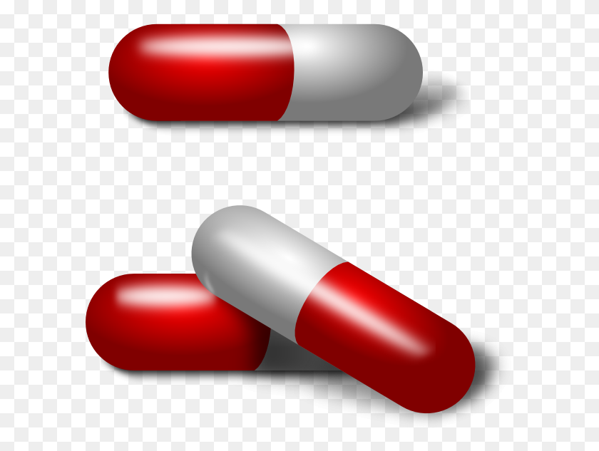 600x573 Red And White Pills Clip Art - Red Pill PNG