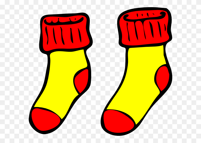 600x539 Red And Yellow Socks Clip Art - Socks Clipart