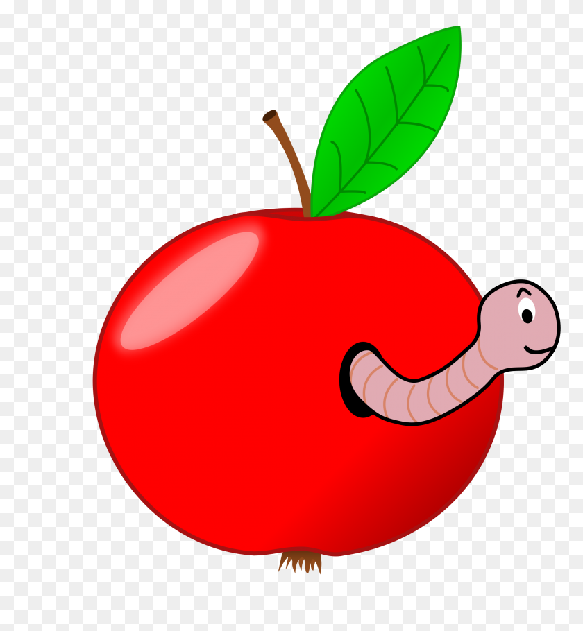 2200x2400 Red Apple With A Worm Icons Png - Red Apple PNG