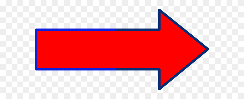 600x280 Red Arrow With Blue Outline Clip Art - Arrow Outline Clipart