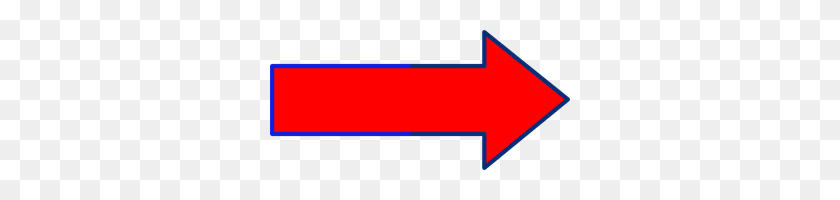 300x140 Red Arrow With Blue Outline Png, Clip Art For Web - Red Arrow PNG