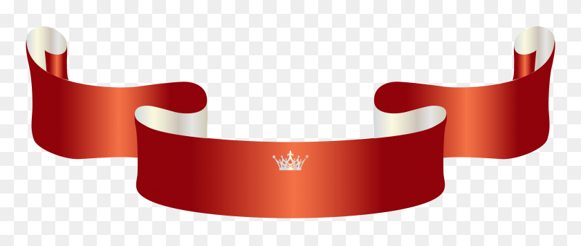 6270x2384 Red Banner With Crown Png Clipart - Crown Silhouette PNG